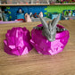 3D Printed Crystal Dragons Egg (Purple Silk) and Tadling (tadpole dragon, Silver with glitter flecks)