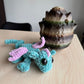 3D Printed Crystal Dragons Egg and hand crocheted Diddy Dex dragon snuggler green and camo