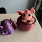 3D Printed Crystal Dragons Egg and hand crocheted Diddy Dex dragon snuggler peach