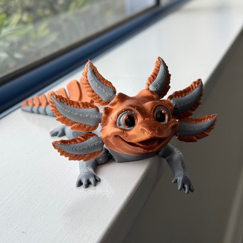 3D Printed Cute Axolotl Copper / Silver