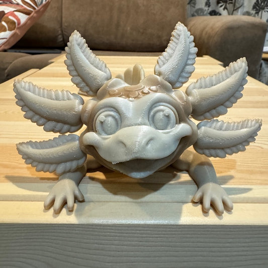 3D Printed Cute Axolotl Large Rainbow bone