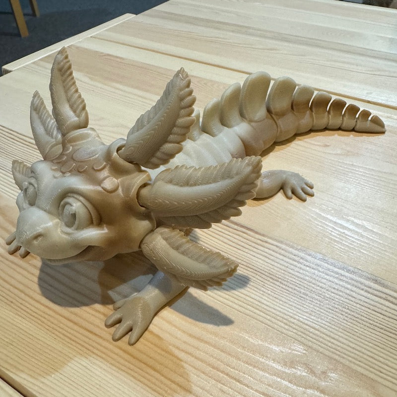 3D Printed Cute Axolotl Large Rainbow bone