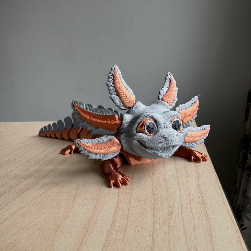 3D Printed Cute Axolotl Silver/ Copper