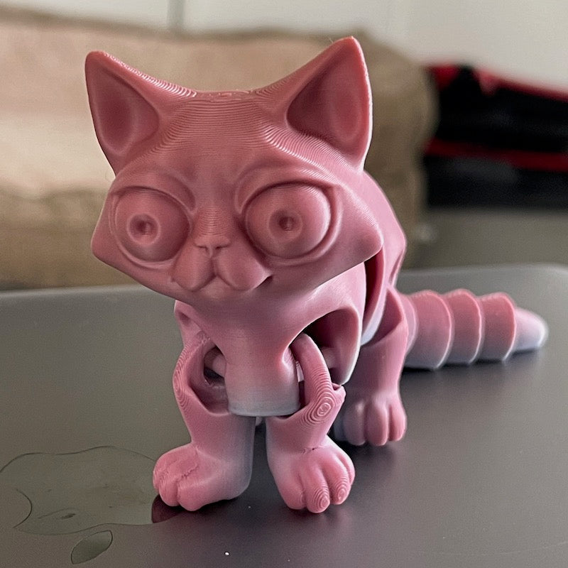 3D Printed Articulated Cat Pink