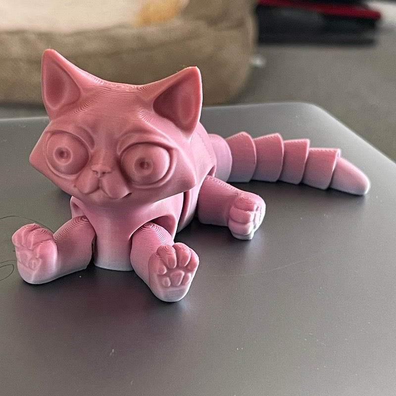 3D Printed Articulated Cat Pink