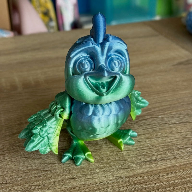 3D Printed Cute Chicken Green/blue