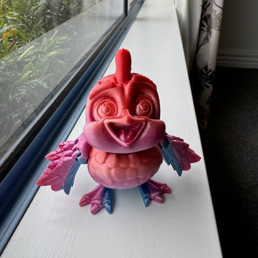 3D Printed Cute Chicken Rainbow silk Pink/Orange