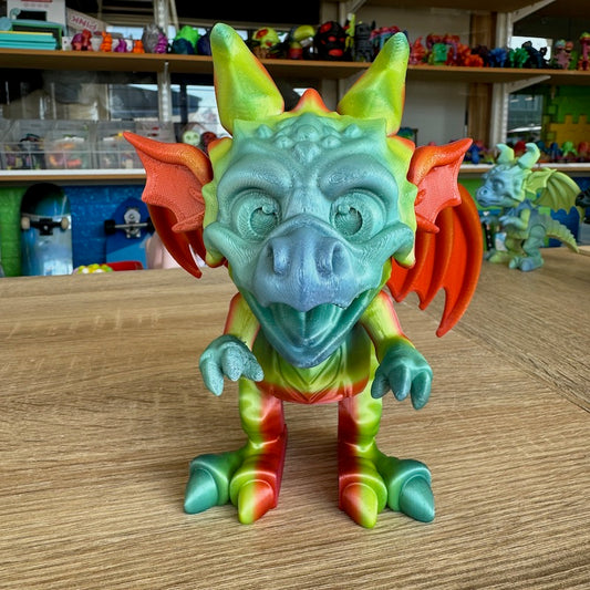 3D Printed Cute  Dragon Large PLA Pro Rainbow filament blue nose