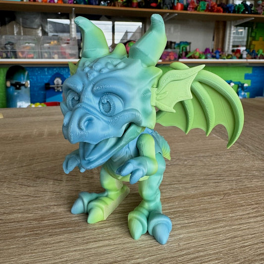3D Printed Cute  Dragon matte blue/green