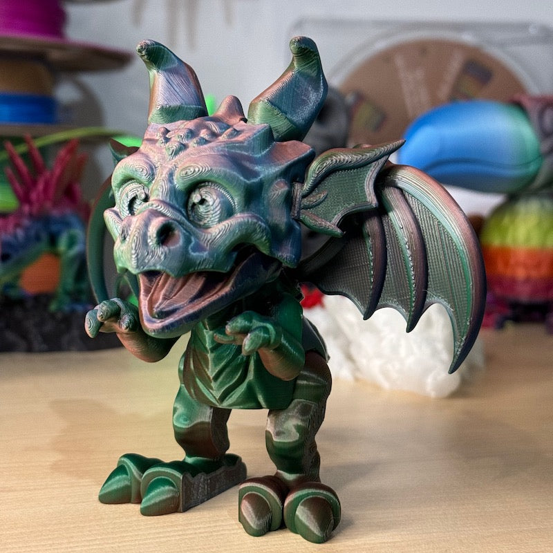 3D Printed Cute  Dragon tricolour silk (Red,Blue,Green)