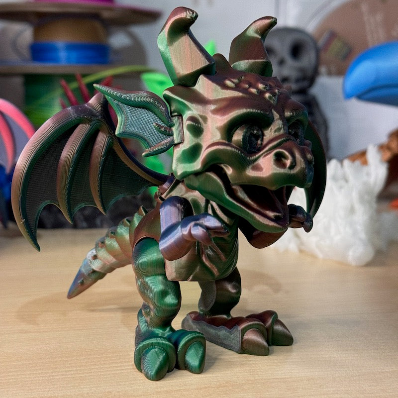 3D Printed Cute  Dragon tricolour silk (Red,Blue,Green)