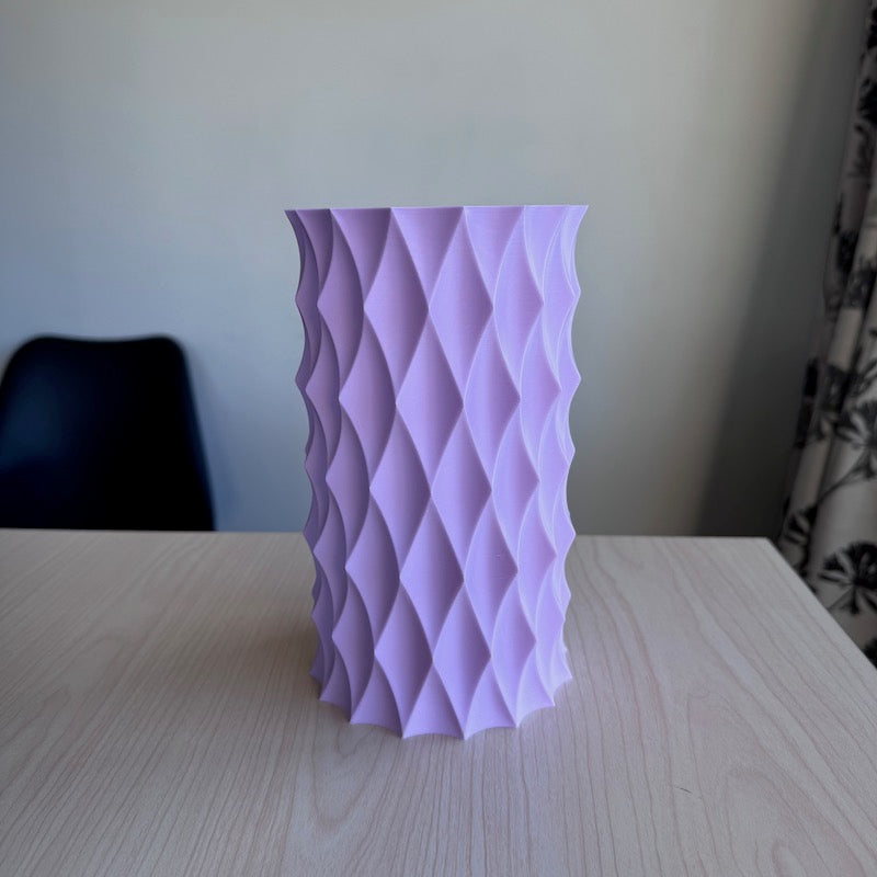3D Printed Diamond Vase - matte pastel purple