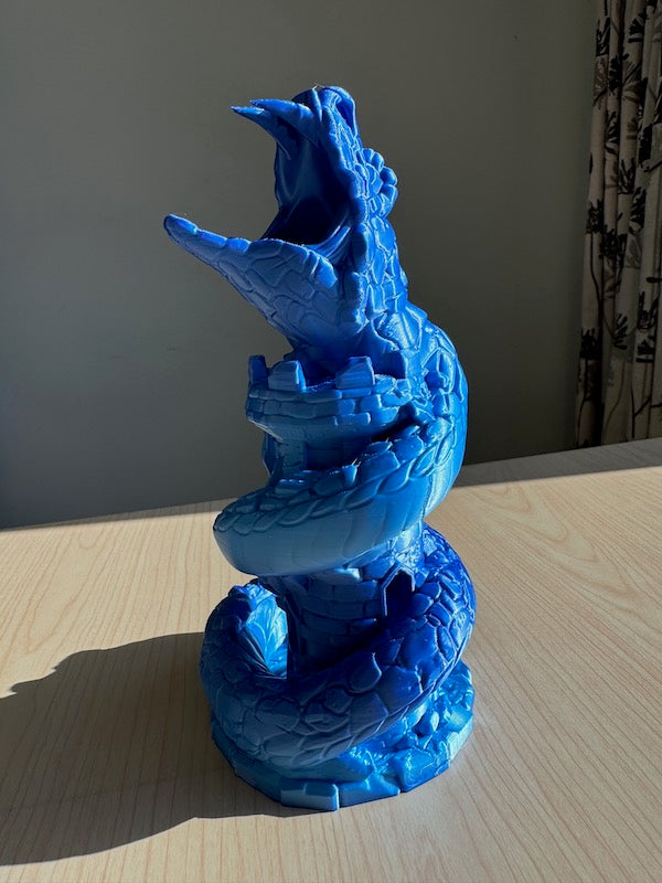 3D Printed Dice Tower Fire Ice Blue