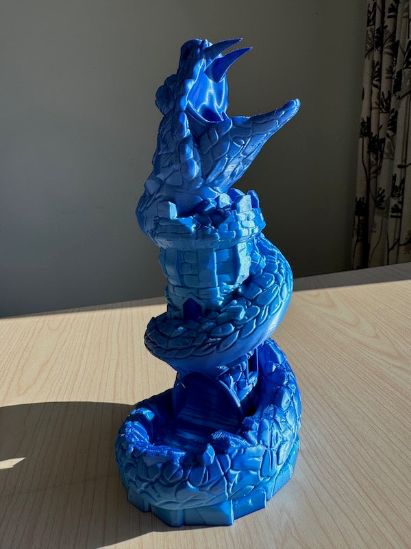 3D Printed Dice Tower Fire Ice Blue