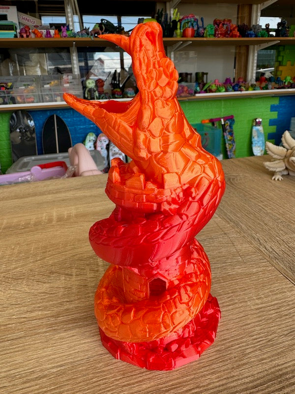 3D Printed Dice Tower Fire Red Silk