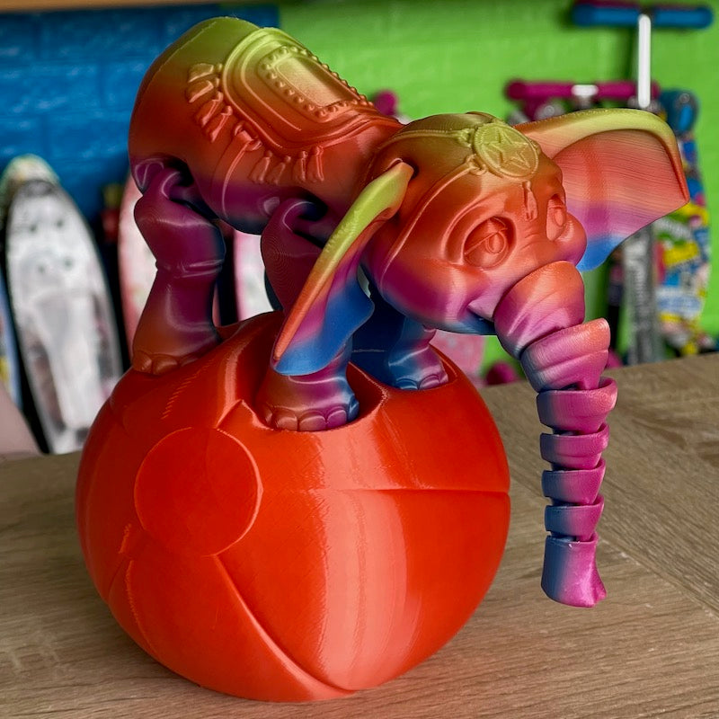 3D Printed Elephant on Ball