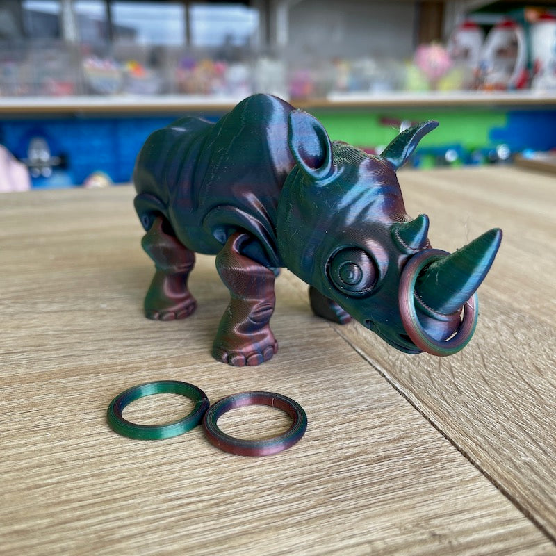 3D Printed Flexi Rhino with mini Ring toss