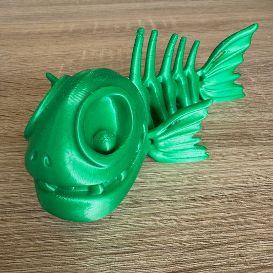 3D Printed Flexi Skeleton Fish Green silk