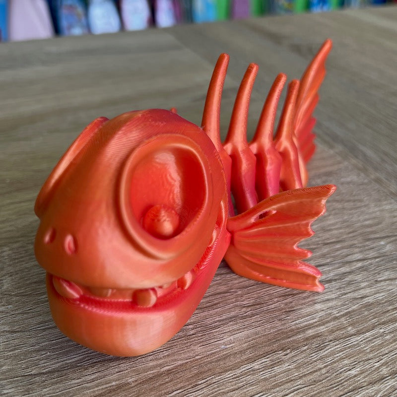3D Printed Flexi Skeleton Fish Pink/Yellow Silk