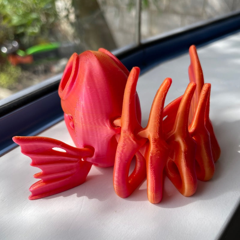3D Printed Flexi Skeleton Fish Pink/Yellow Silk