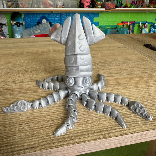 3D Printed Flexi Squid Silver