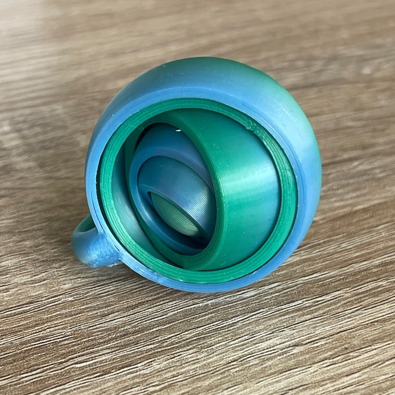 3D Printed Gyroscope for Keychain Blue/green