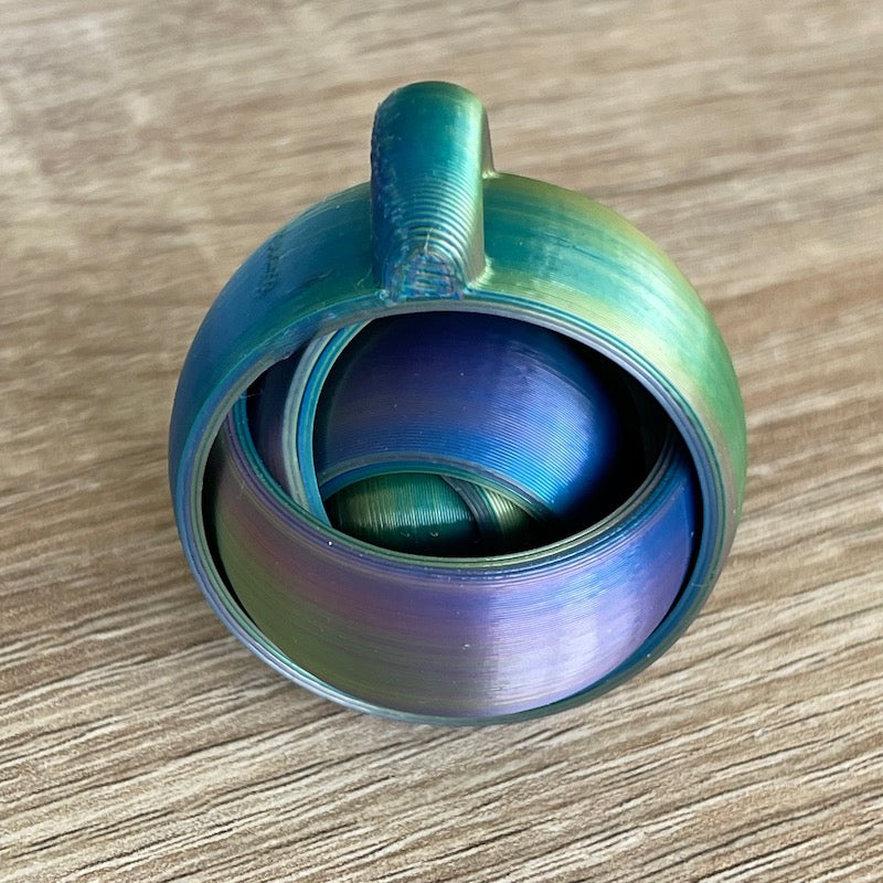 3D Printed Gyroscope for Keychain Purple/green