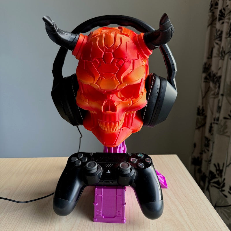 3D Printed Headphone and Controller Stand Fire Red