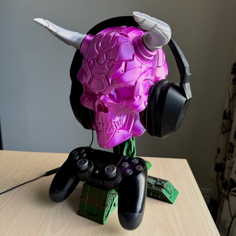 3D Printed Headphone and Controller Stand Purple Silk