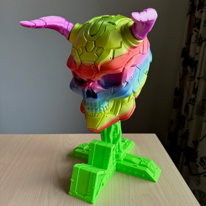 3D Printed Headphone and Controller Stand Rainbow Silk with Green base