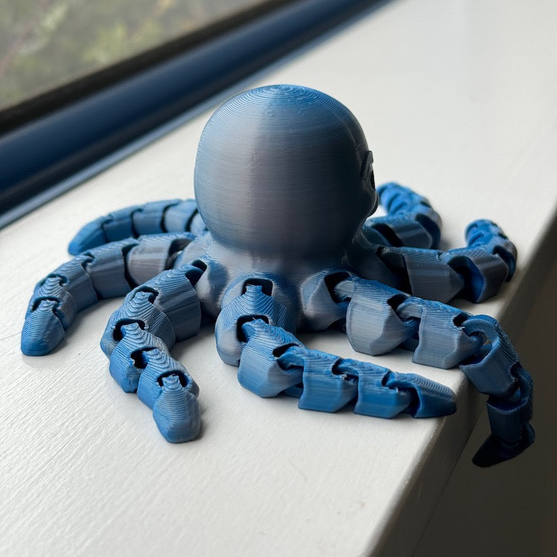 3D Printed Octopus Blue/ Rose Gold Large