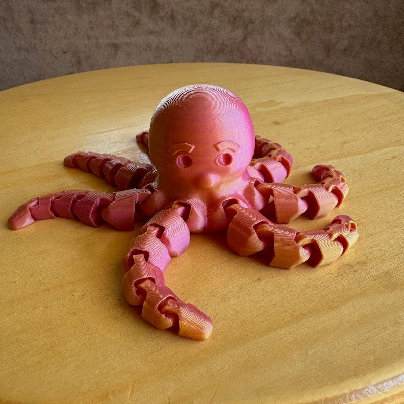 3D Printed Octopus Pink/Yellow Large