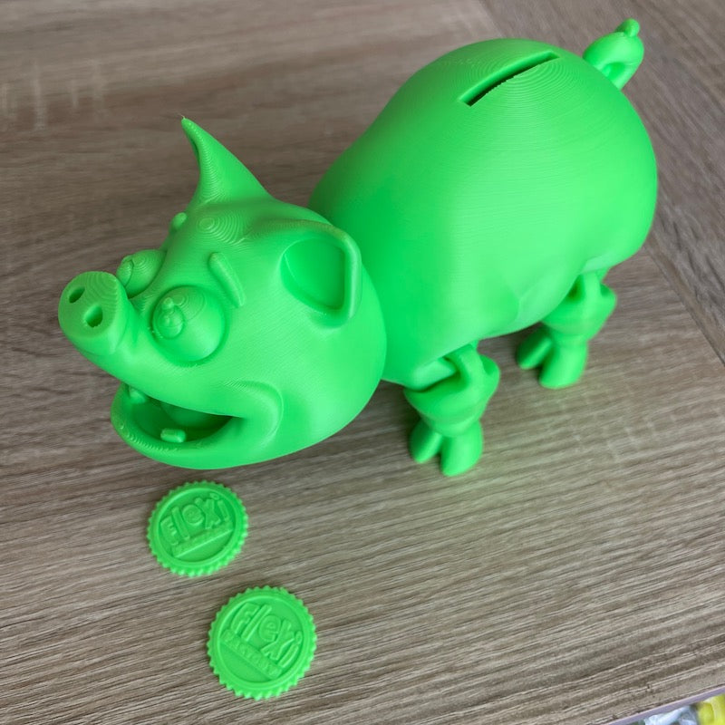 3D Printed Piggy Bank Green