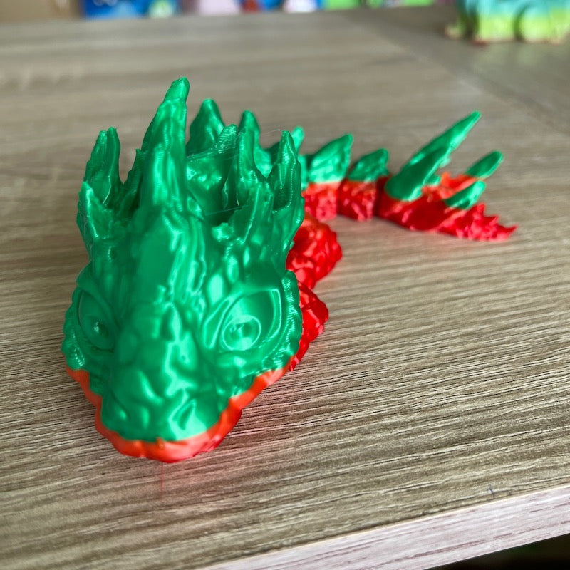 3D Printed Rock Dragon Green / Red