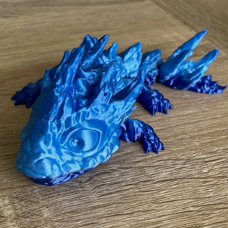 3D Printed Rock Dragon Ice Blue