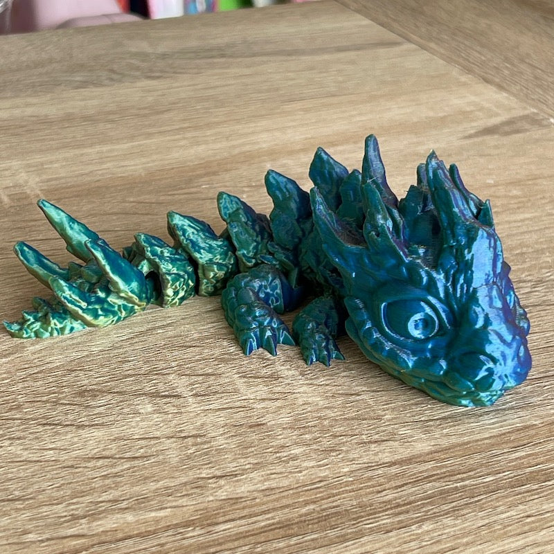 3D Printed Rock Dragon Tricolur Silk Purple, Blue, Yellow