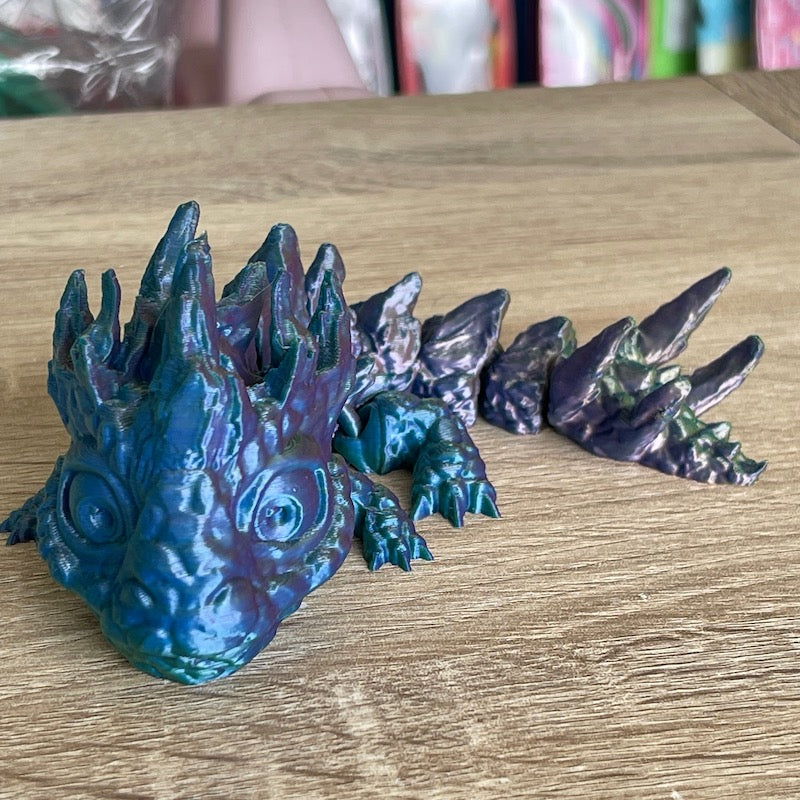 3D Printed Rock Dragon Tricolur Silk Purple, Blue, Yellow