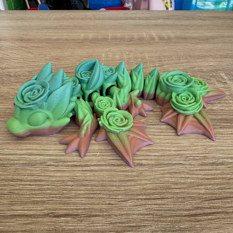 3D Printed Rose Dragon (green)