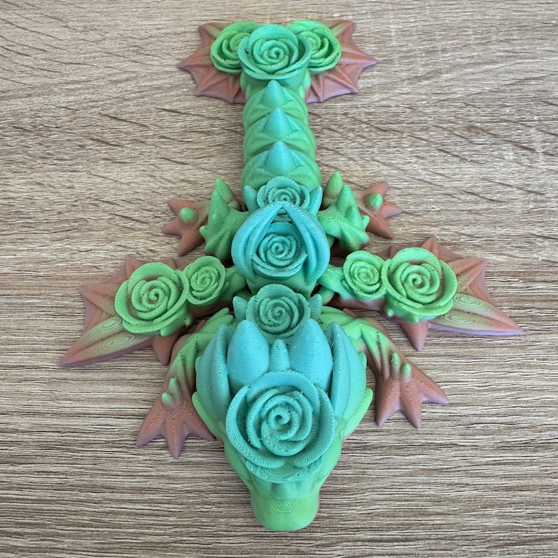 3D Printed Rose Dragon (green)