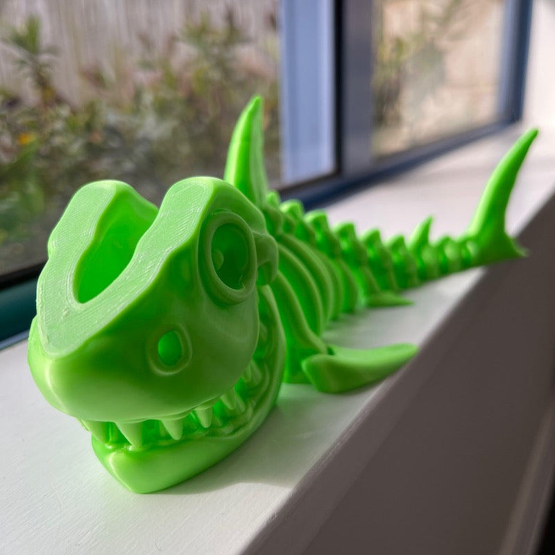 3D Printed Skeleton Shark Green Silk