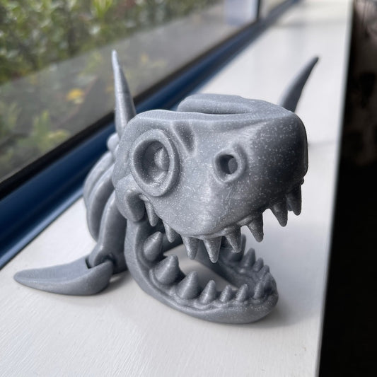 3D Printed Skeleton Shark Grey with glitter flecks