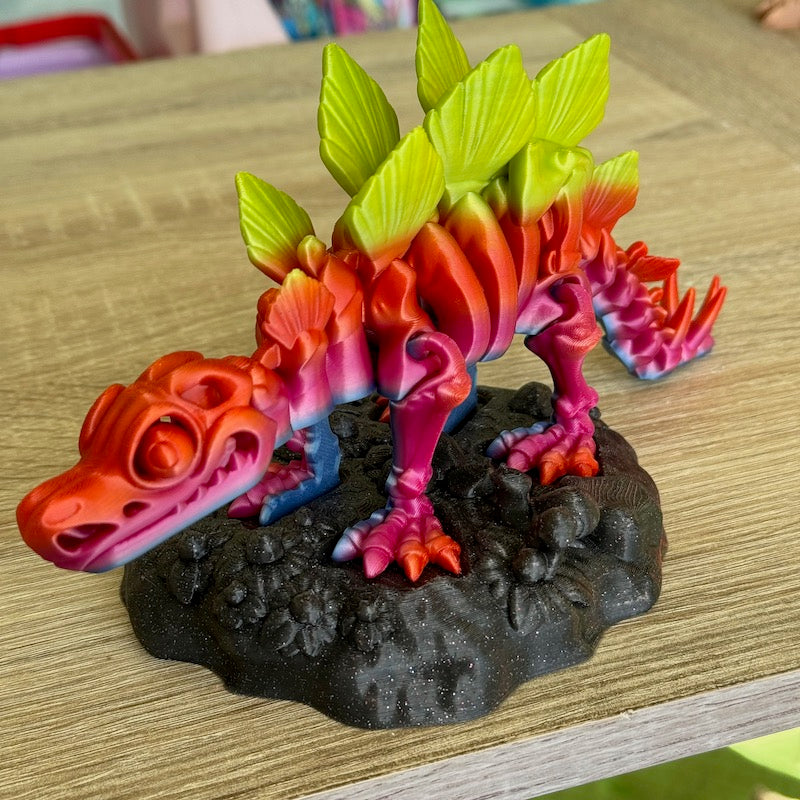 3D Printed Stegosaurus Skeleton with Base