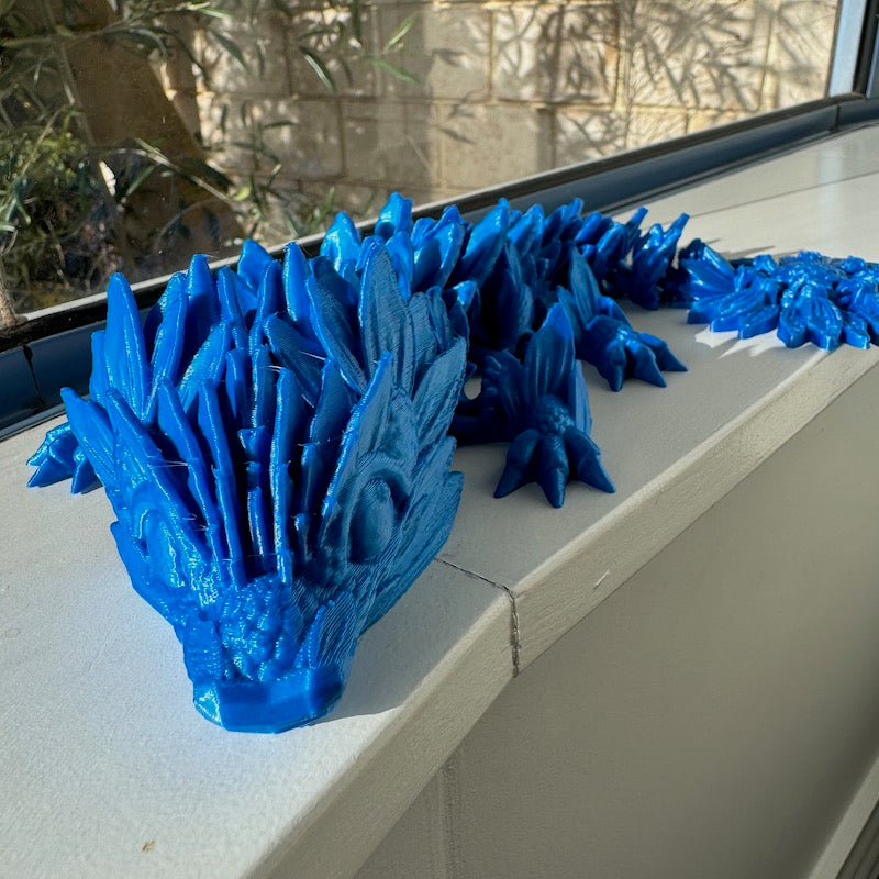 3D Printed Sunflower Dragon Blue Silk