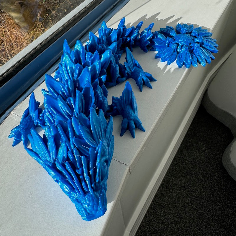3D Printed Sunflower Dragon Blue Silk