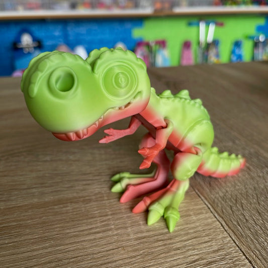 3D Printed T Rex Orange/Green mini