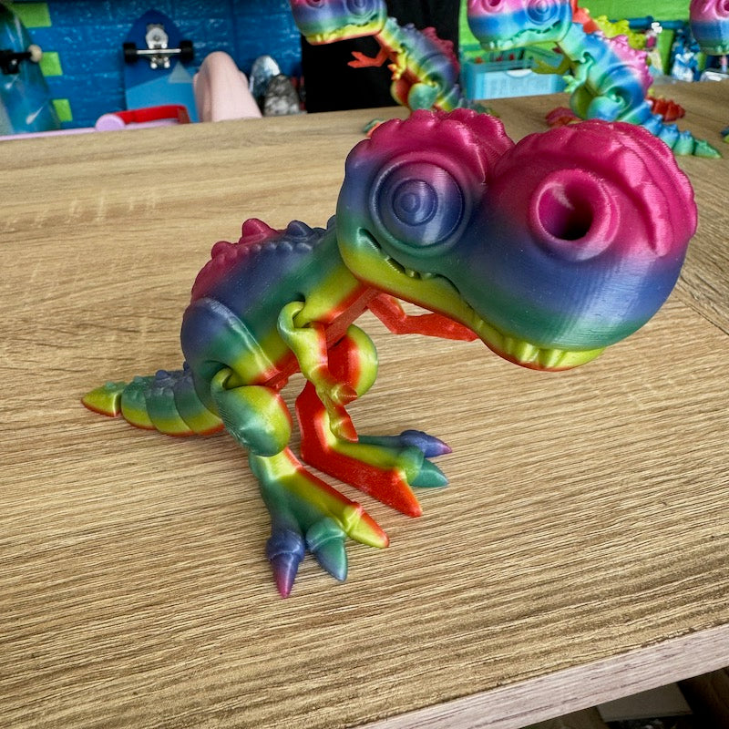 3D Printed T Rex Rainbow mini