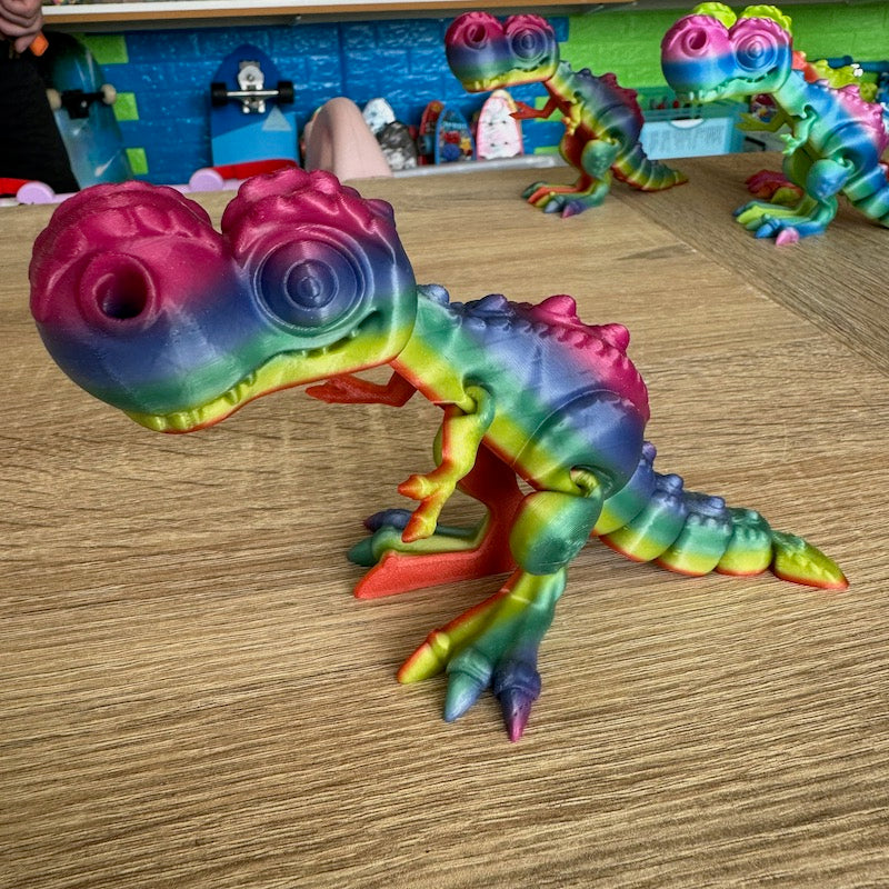 3D Printed T Rex Rainbow mini