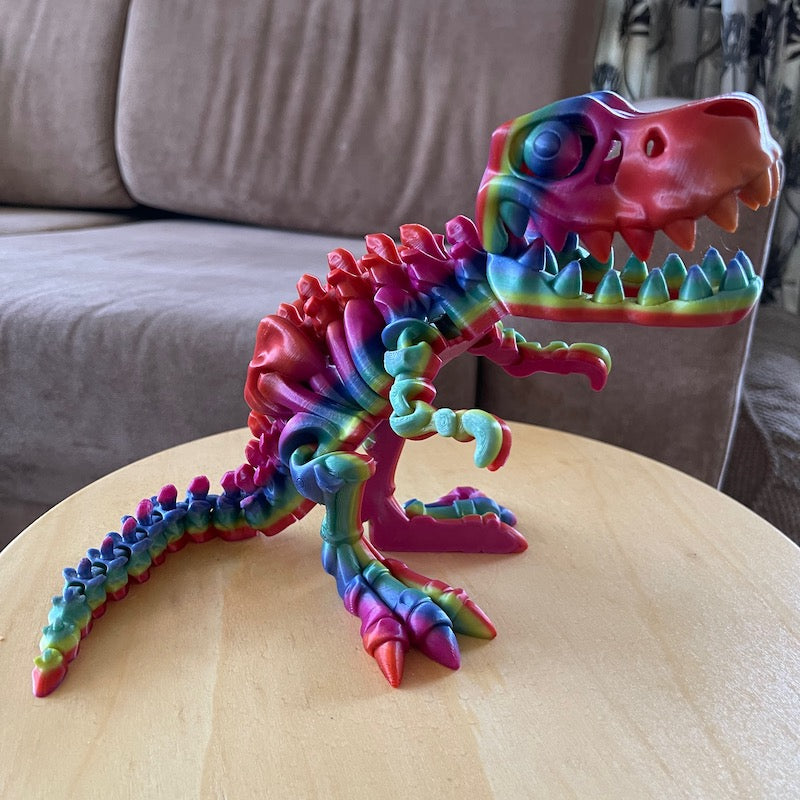 3D Printed T Rex Skeleton Large Rainbow