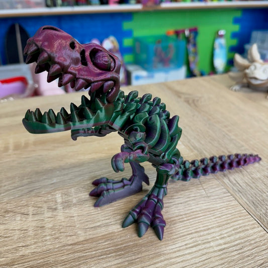 3D Printed T Rex Skeleton Medium size Purple/Green