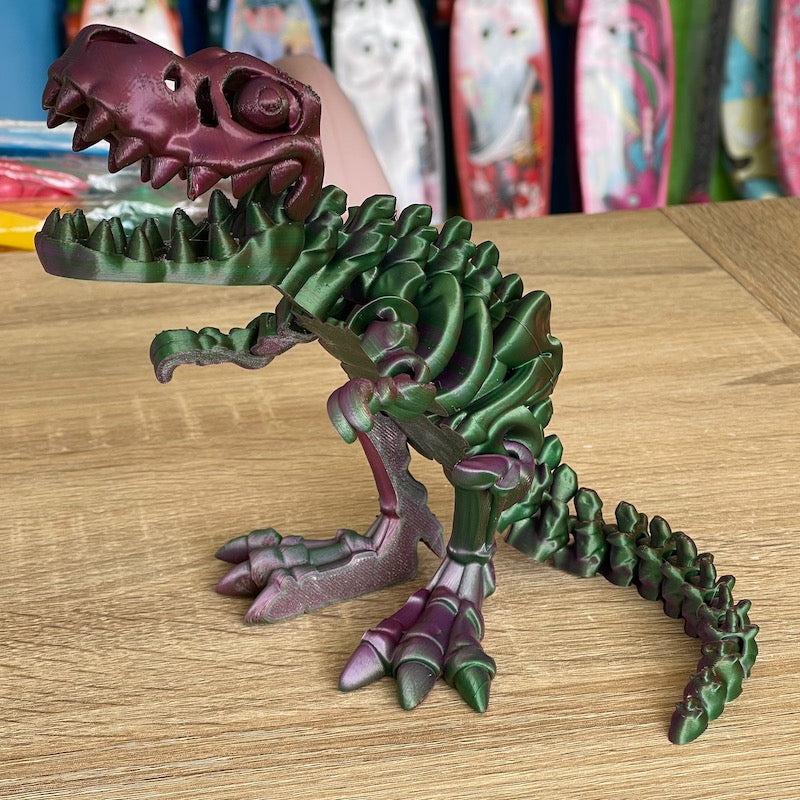 3D Printed T Rex Skeleton Medium size Purple/Green